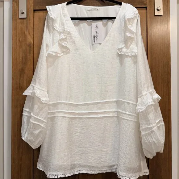 12th Tribe ~ Bound White Long Sleeve Micro Tunic Dress ~ NWT - Picture 6 of 9